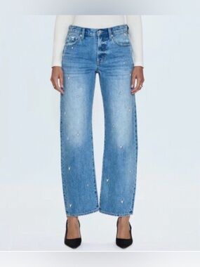 Pistola Lexi Mid Rise Bowed Straight Jeans Confetti Vintage Hearts Size 30 NWT